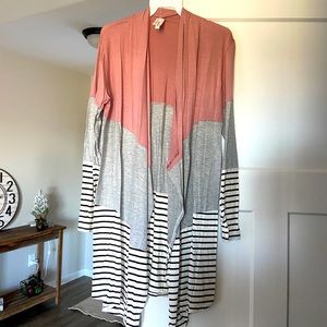 Mauve color block cardigan